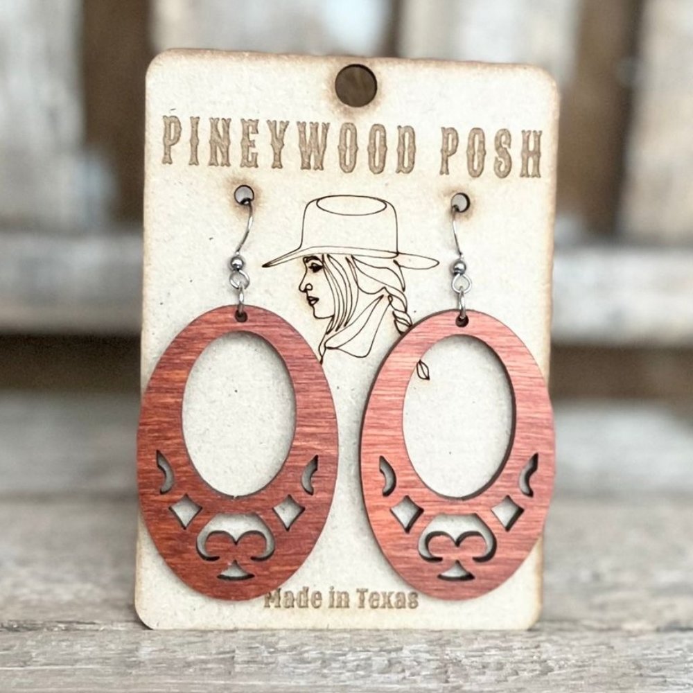 Western boho wood earrings copper